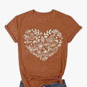 Rust Brown Graphic Heart Women's Top